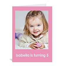Custom Baby Pink Photo Birthday Cards, 5