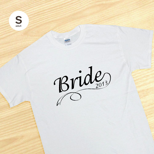 Custom Personalised Bride World, White Adult Small T Shirt