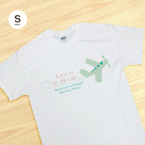 Custom Wedding Air Plane personalised, Adult Small T Shirt