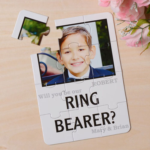 White Will You Be My Ring Bearer Invitation Puzzle