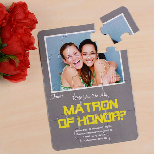 Personalised Gray Will You Be My Maid Of Honor Invitation Puzzle