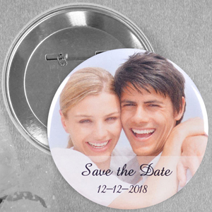 Wedding Photo Personalised Button Pin, 2.25