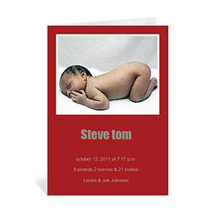 Personalised Classic Red Baby Photo Cards, 5