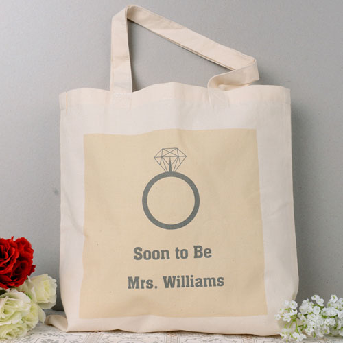Wedding Rings Personalised Engagement Tote Bag