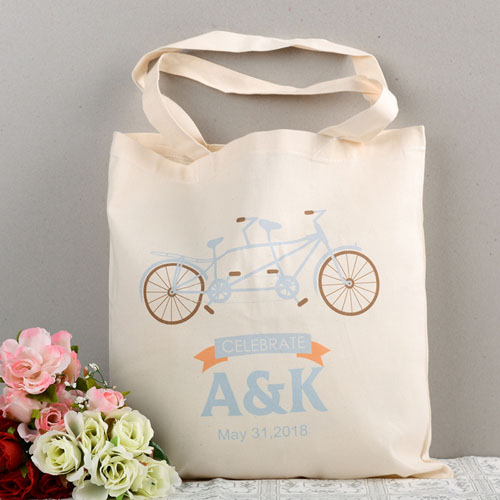 Tandem Bike Personalised Wedding Tote Bag