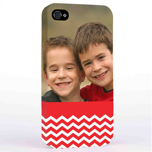 Personalised Red Chevron Pattern iPhone 4 Hard Case Cover