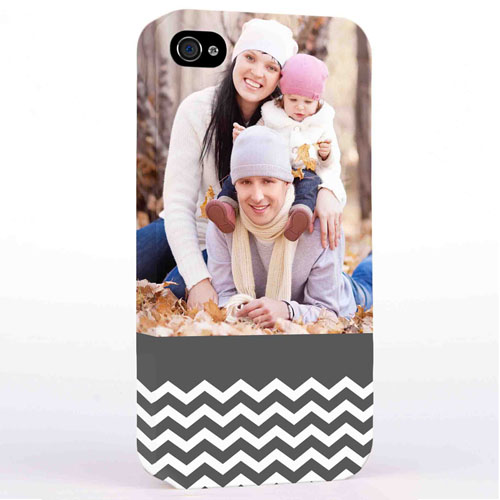 Personalised Grey Chevron Pattern iPhone 4 Hard Case Cover