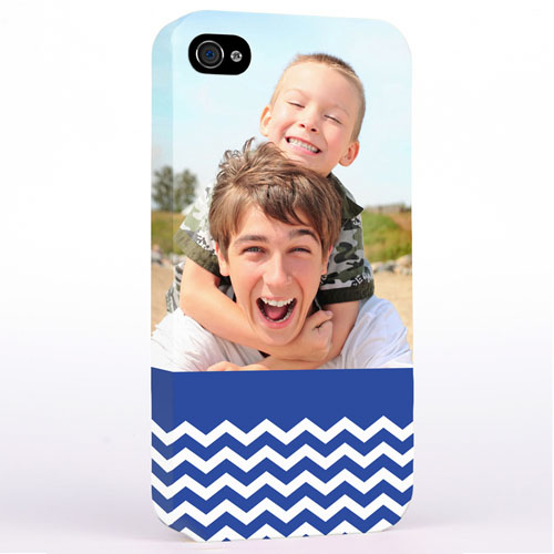 Personalised Blue Chevron Pattern iPhone 4 Hard Case Cover