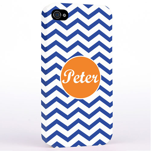 Personalised Navy Chevron iPhone 4 Hard Case Cover