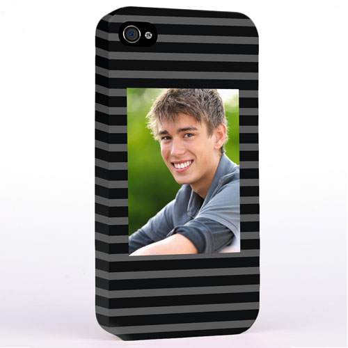 Personalised Grey Stripes Pattern Photo iPhone 4 Hard Case Cover