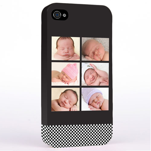 Personalised B&W Stripes Six Collage iPhone 4 Hard Case Cover