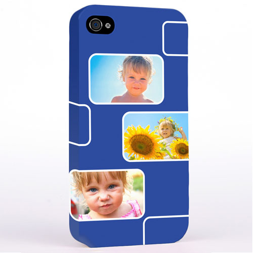 Personalised Navy 3 Collage iPhone 4 Hard Case Cover