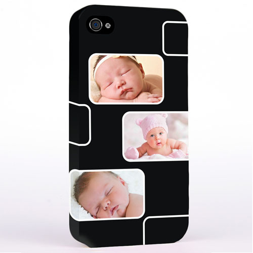 Personalised Black 3 Collage iPhone 4 Hard Case Cover