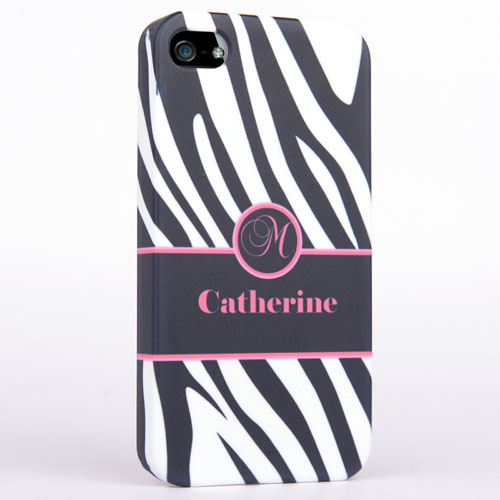 Personalised Zebra Pattern Monogrammedmed iPhone 4 Hard Case Cover