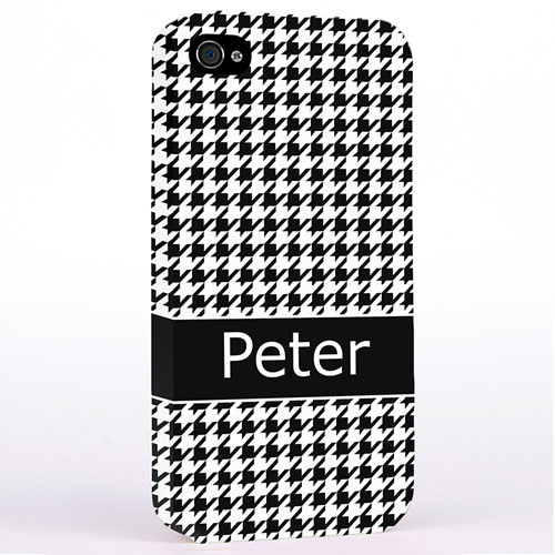 Personalised Black Hounds Tooth Monogrammedmed Hard Case Cover