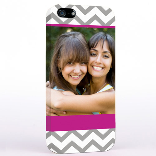 Personalised Grey & Hot Pink Chevron Photo iPhone 5 Case