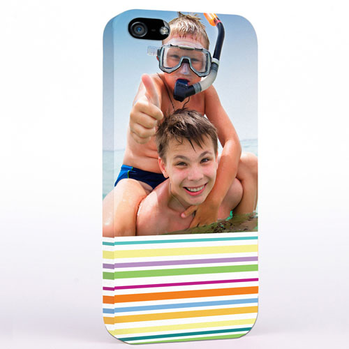 Personalised Colourful Stripes Photo iPhone Case