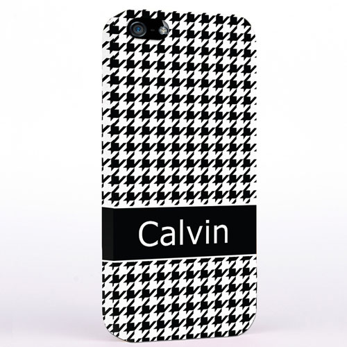 Personalised Black Hounds Tooth Monogrammedmed iPhone Case