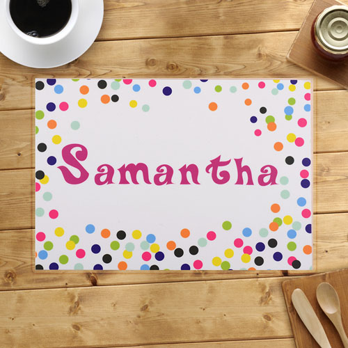 Personalised Colourful Confetti Dots Placemats
