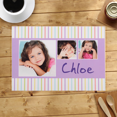 Personalised Kids Stripes Pattern Placemats