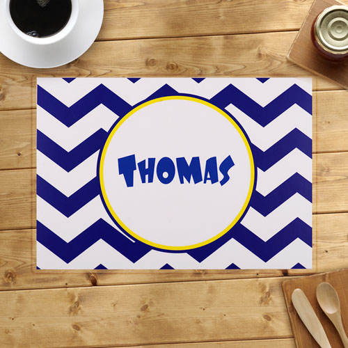 Personalised Blue Chevron Placemats