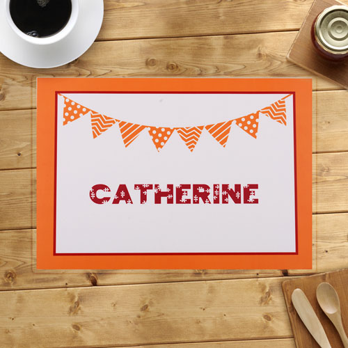 Personalised Orange Birthday Party Banner Placemats