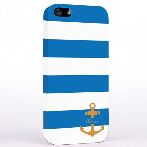 Personalised Blue And Orange Anchor Monogrammed iPhone Case