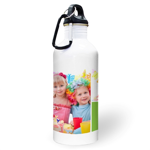Personalised Photo Two Collage With Lime Textbox Water Bottle