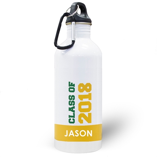 Personalised Photo Yellow Class Of 2018 Water Bottle
