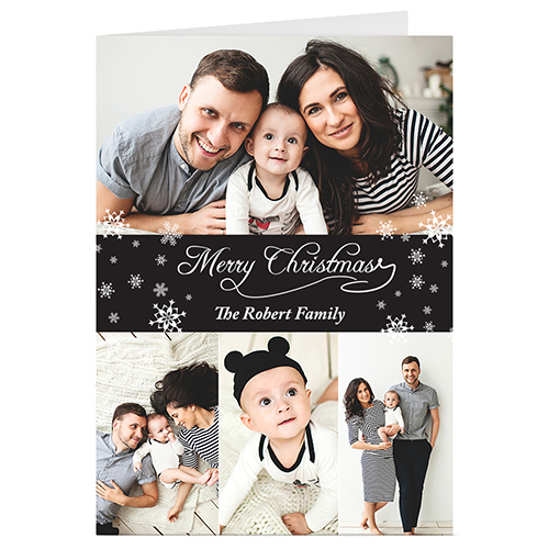 Black 4 Collage Personalised Christmas Greeting Card