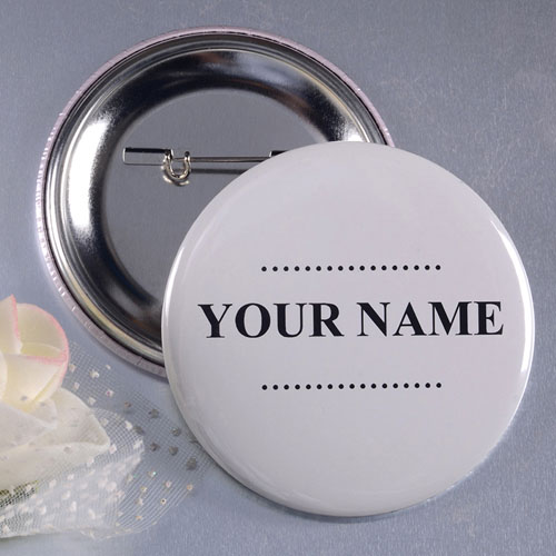 Simple White With Name Custom Button Pin, 2.25