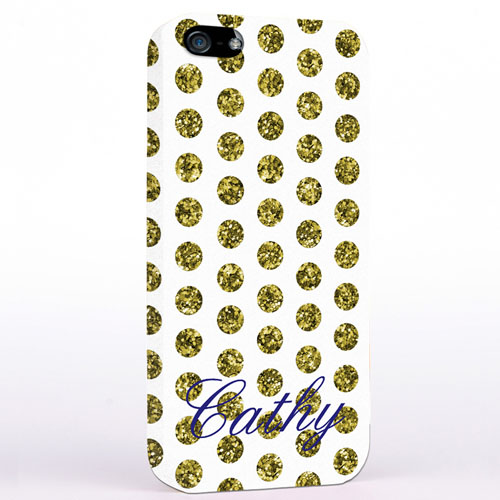 Personalised Gold Glitter Polka Dot iPhone Case