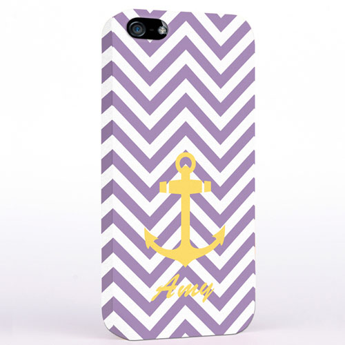 Personalised Yellow Anchor Lavender Chevron iPhone Case