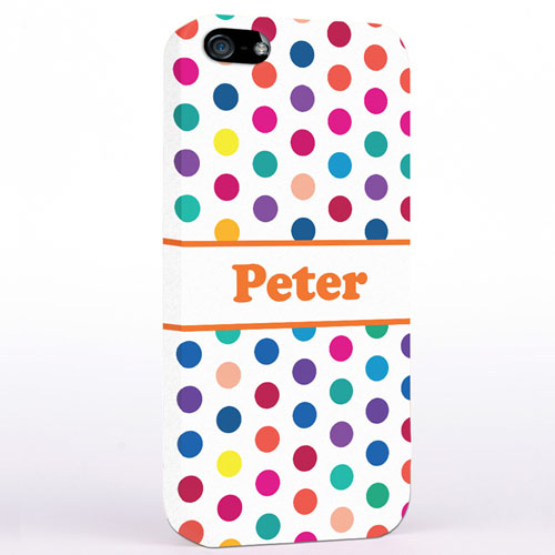 Personalised Orange Colourful Polka Dots iPhone Case