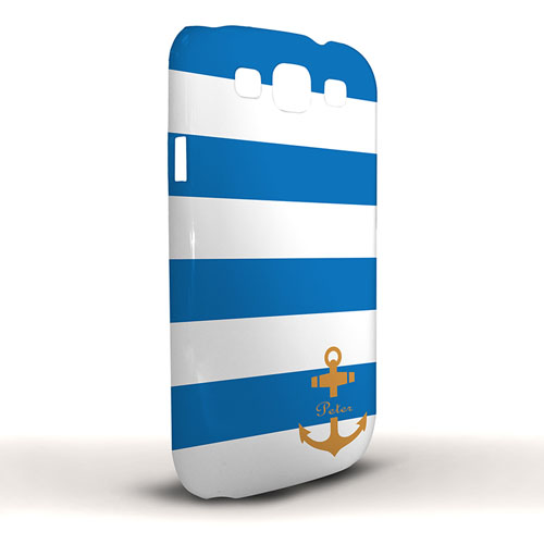 Design Your Own Blue Stripe Orange Anchor Samsung Phone Case Cover