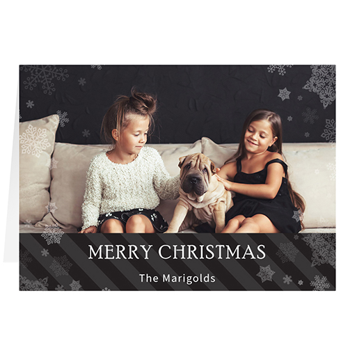 Let it Snow Black Personalised Christmas Greeting Card