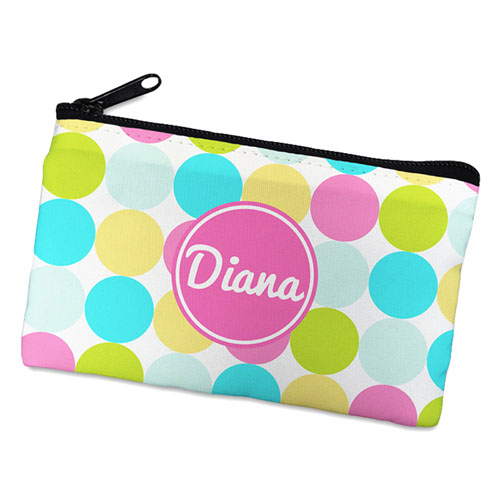 Pink Colourful Large Dots Personalised Cosmetic Bag