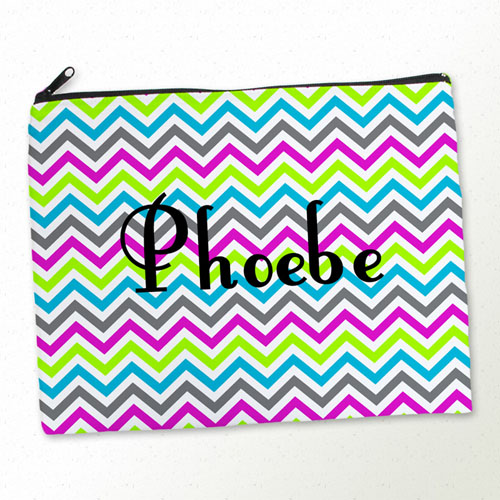 Personalised Colourful Chevron Pattern Large Cosmetic Bag 11
