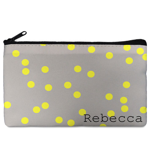Custom Design Your Own Yellow Natural Polka Dots Makeup Bag 5