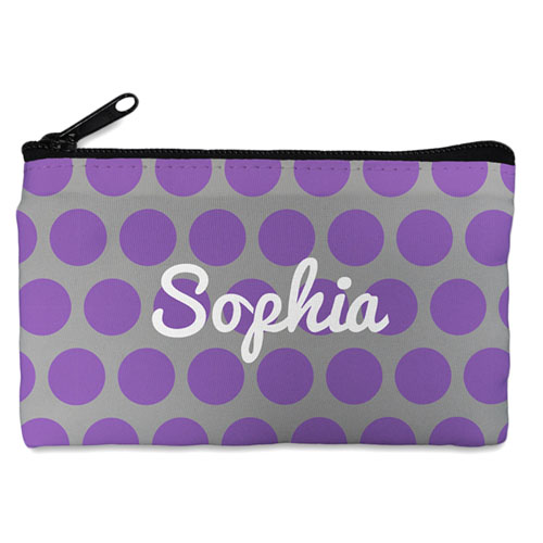 Custom Design Your Own Purple Grey Large Dots Makeup Bag 5