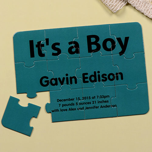 It's A Boy Personalised Birth Announcement Puzzle Card