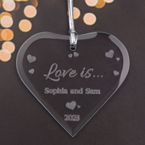 Personalised Engraved Fun Hearts Heart Shaped Ornament