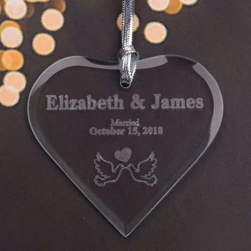 Personalised Engraved Married Love Heart Shaped Ornament