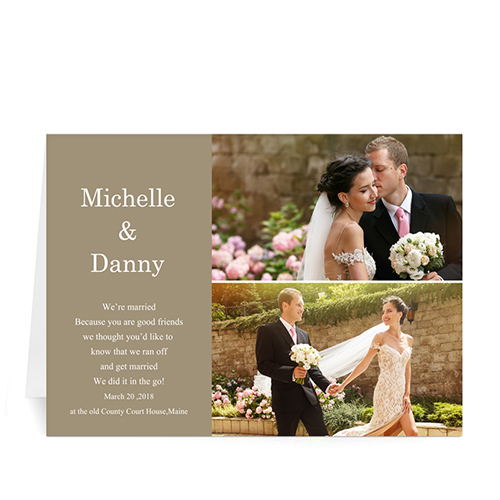 Personalised Elegant Collage Gold Wedding Announcement Greeting Cards