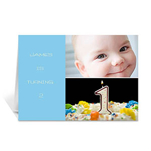 Personalised Elegant Collage Blue Birthday Greetings Greeting Cards