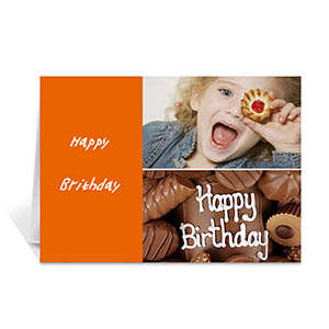Personalised Elegant Collage Orange Birthday Greetings Greeting Cards