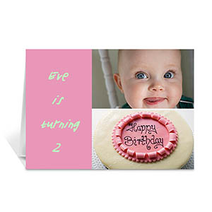 Personalised Elegant Collage Pink Birthday Greetings Greeting Cards