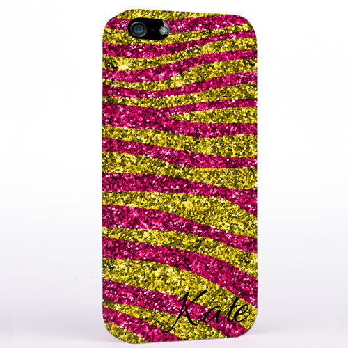 Personalised Glitter Fuchsia Animal Print iPhone Case