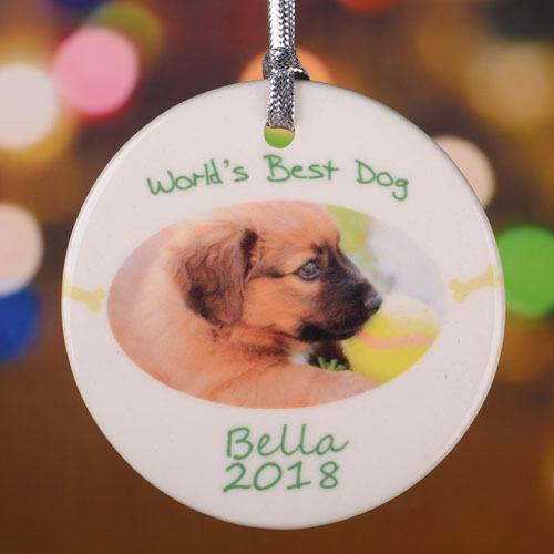 Personalised World's Best Dog Round Porcelain Ornament