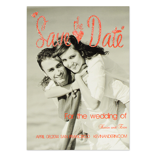 Personalised Red Glitter Dave The Date Save The Date Invitation Cards